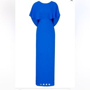 Halston Blue Cape sleeve gown
